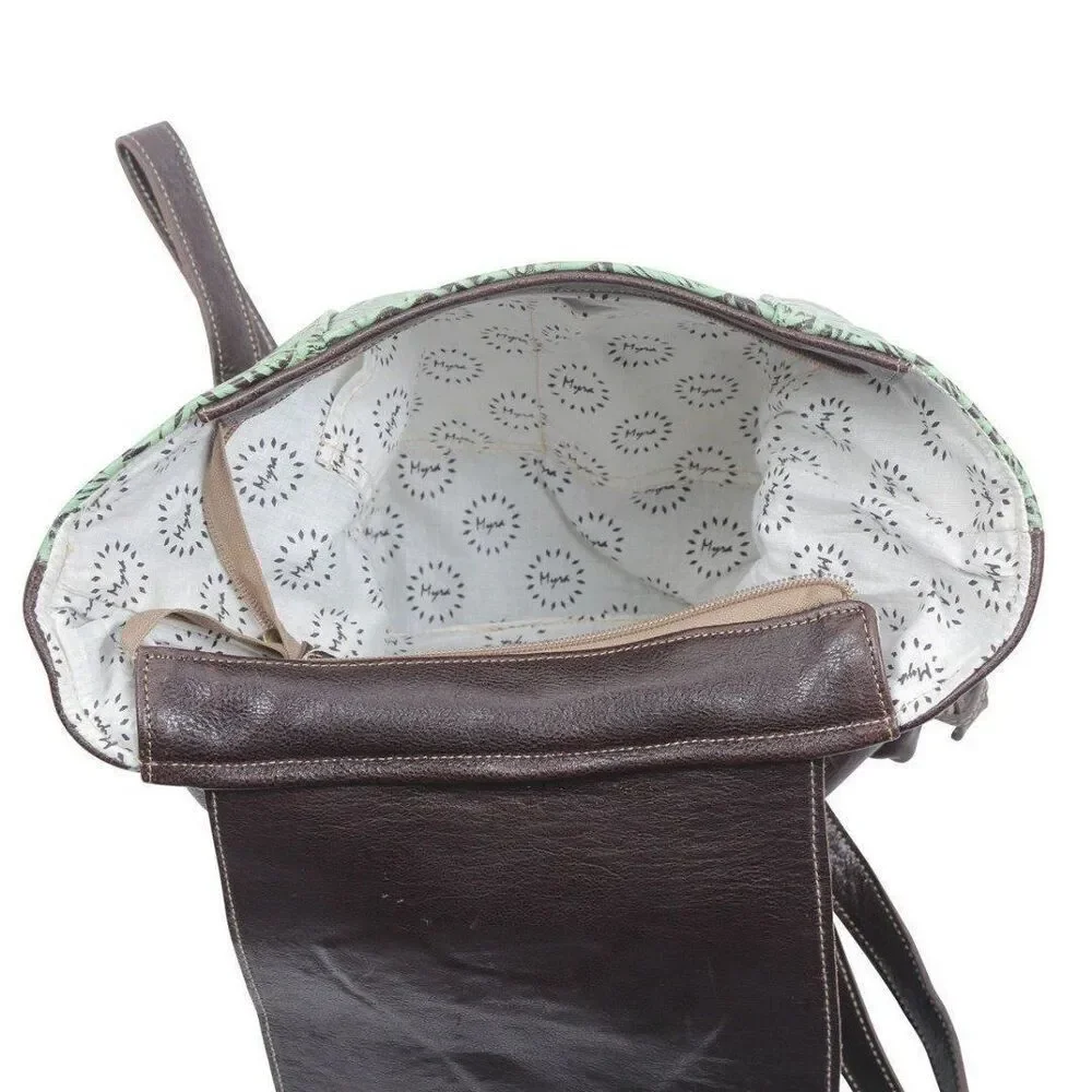 Myra Bag Handmade Bull's Leather & Hairon Upcycled Canvas Backpack